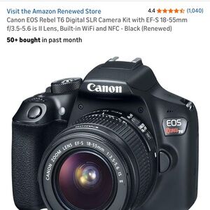 Canon EOS Rebel T6 DSLR Camera - Black